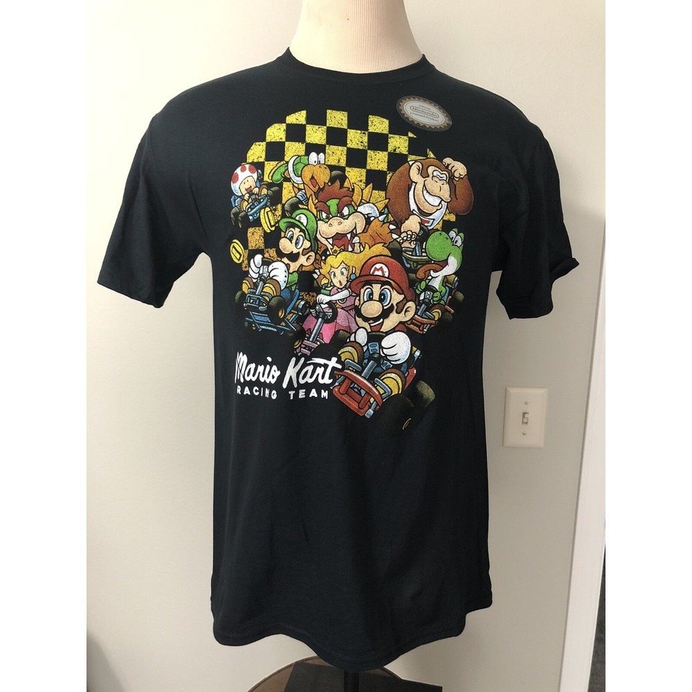 Nintendo Official Mario Kart Racing Team Retro Black T-shirt Men's Size M NWOT‎